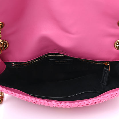 Saint Laurent Raffia Calfskin Monogram Medium Niki Chain Satchel Bright Pink 4 of 4