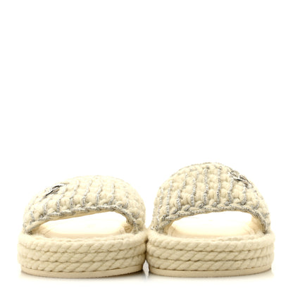 Chanel Braided Knit CC Mules 39 Ecru 3 of 10