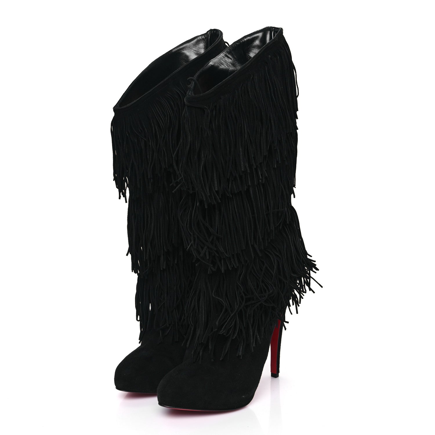 Christian Louboutin Suede For Ever Tina Fringe 140 Boots 41 Black 3 of 7
