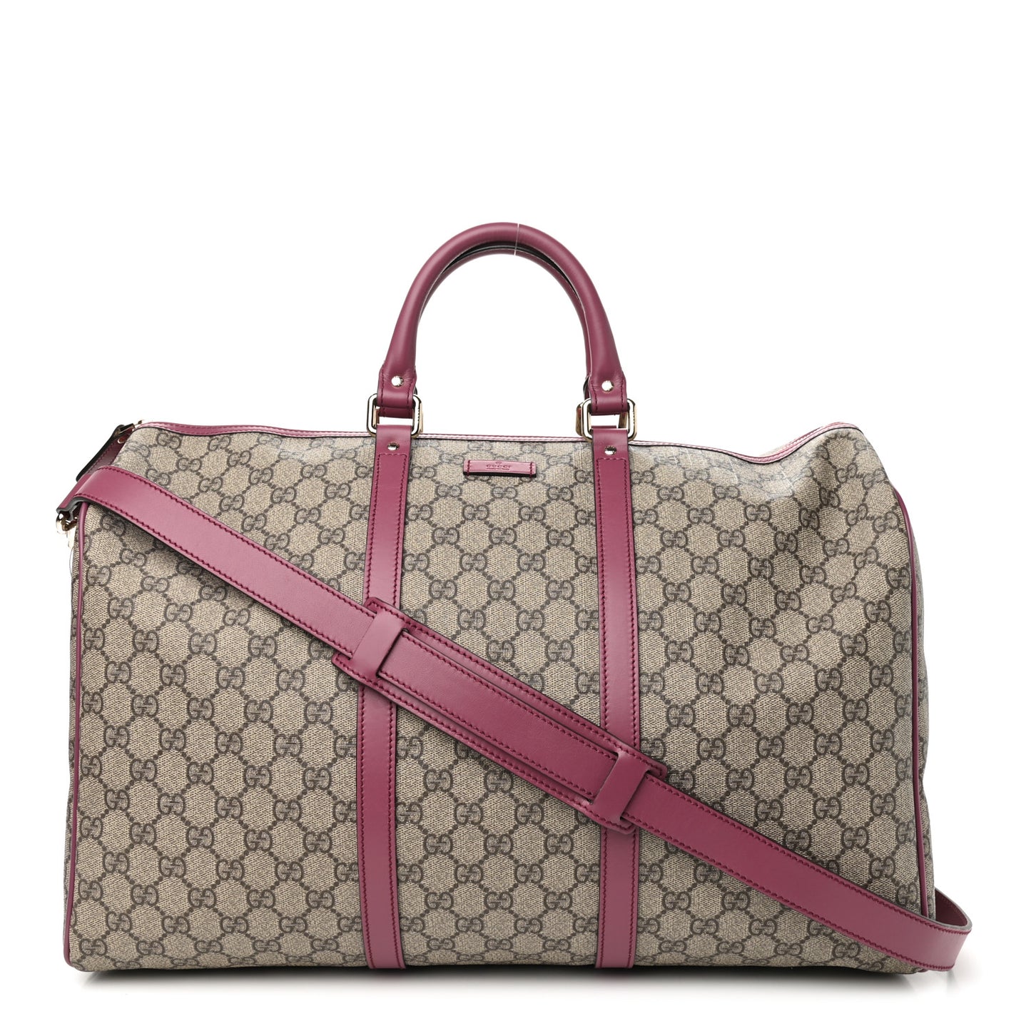 GG Supreme Monogram Selleria Calfskin Medium Carry On Duffle Bag Beige Ebony Peonia Flower