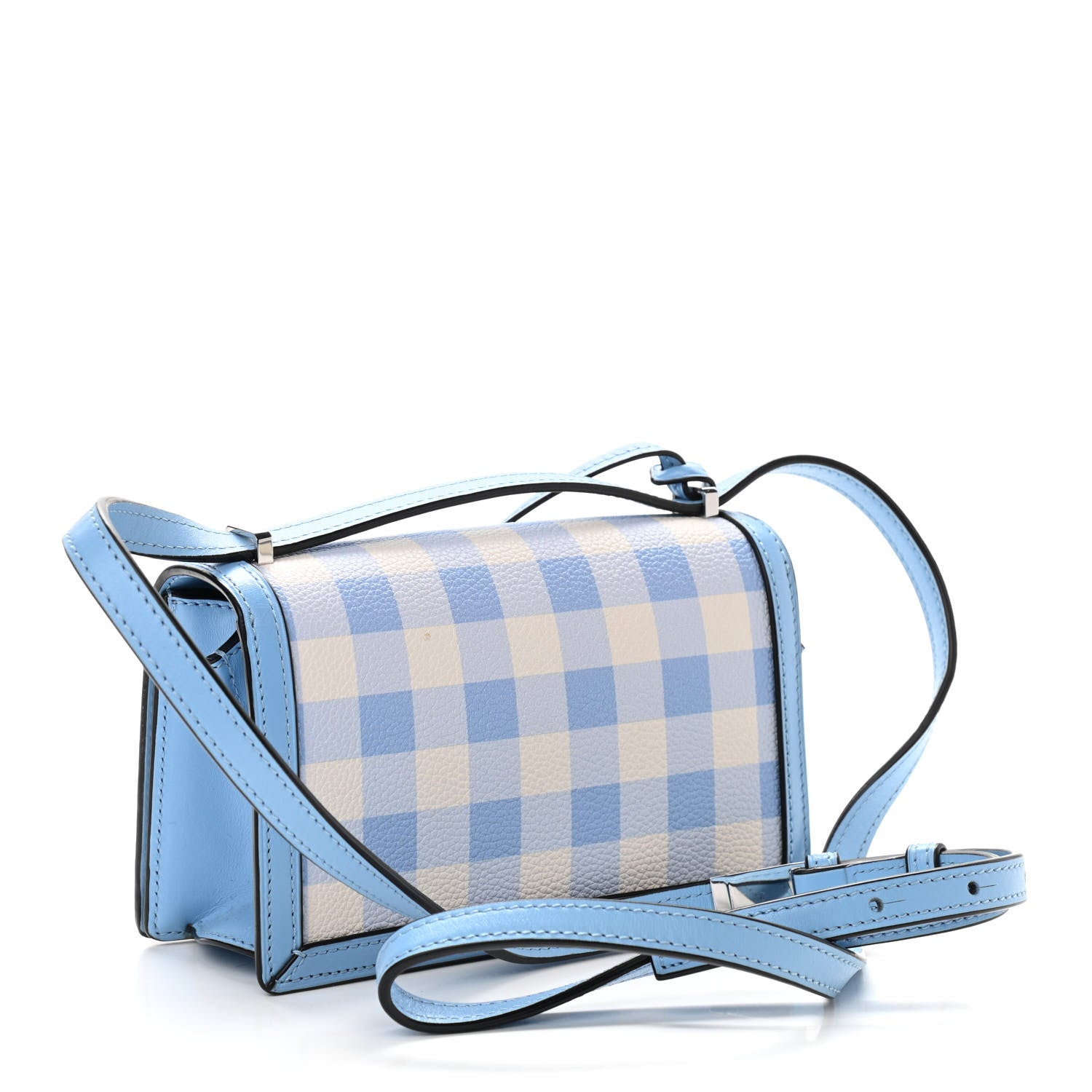 Loewe Calfskin Gingham Small Barcelona Shoulder Bag Soft Blue 3 of 10