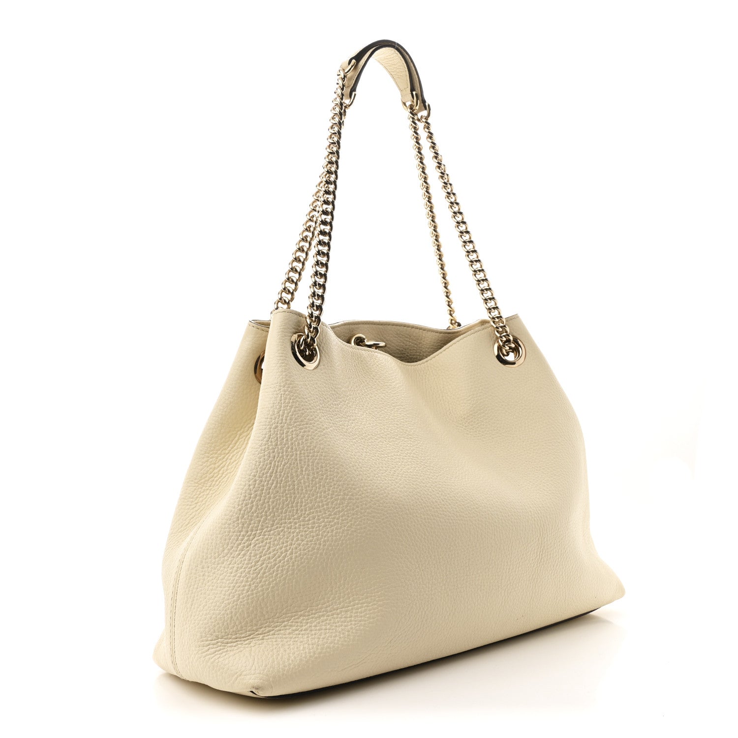 Gucci Pebbled Calfskin Medium Soho Chain Shoulder Bag Off White 3 of 11