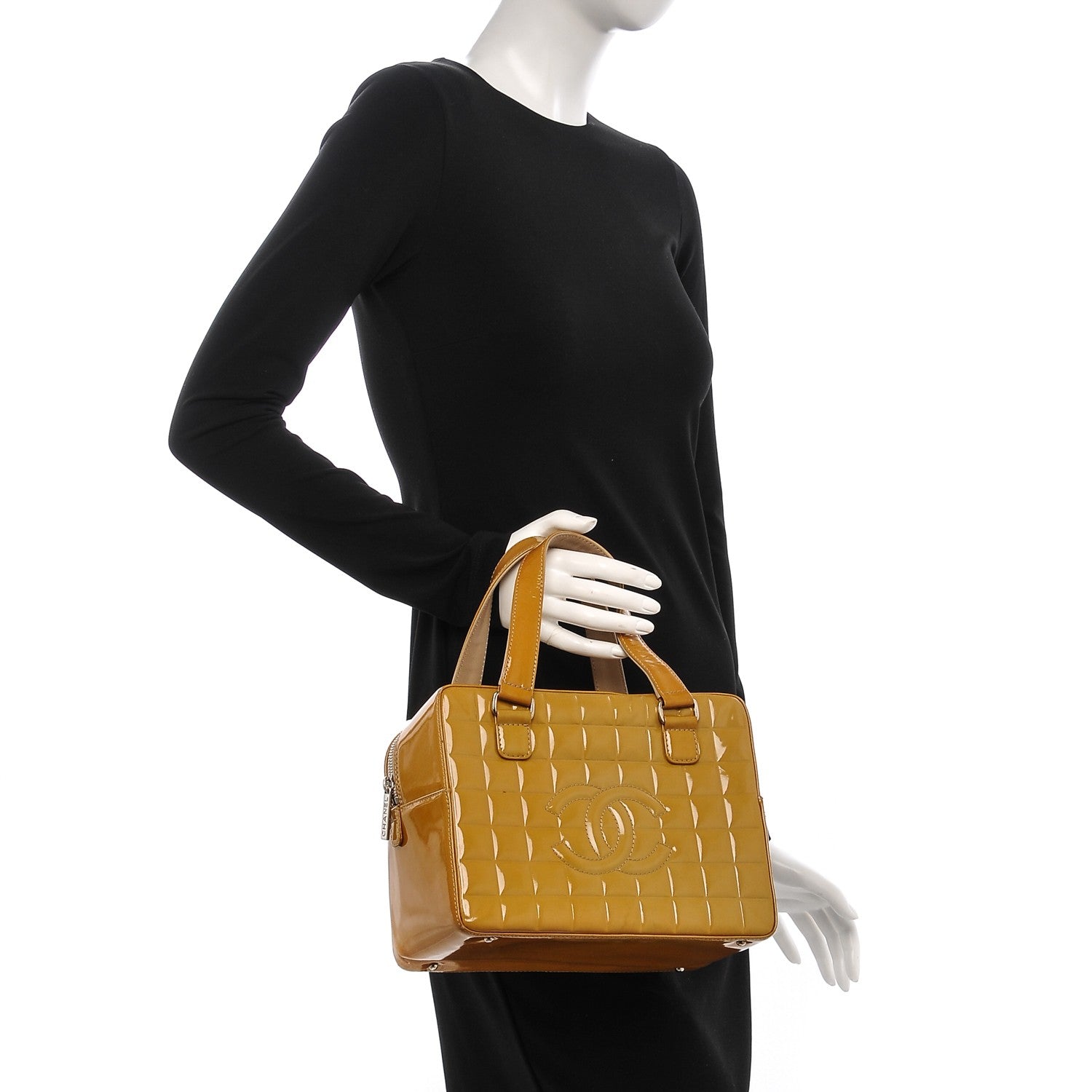 Chanel Patent Quilted Chocolate Bar Tote 2 of 13