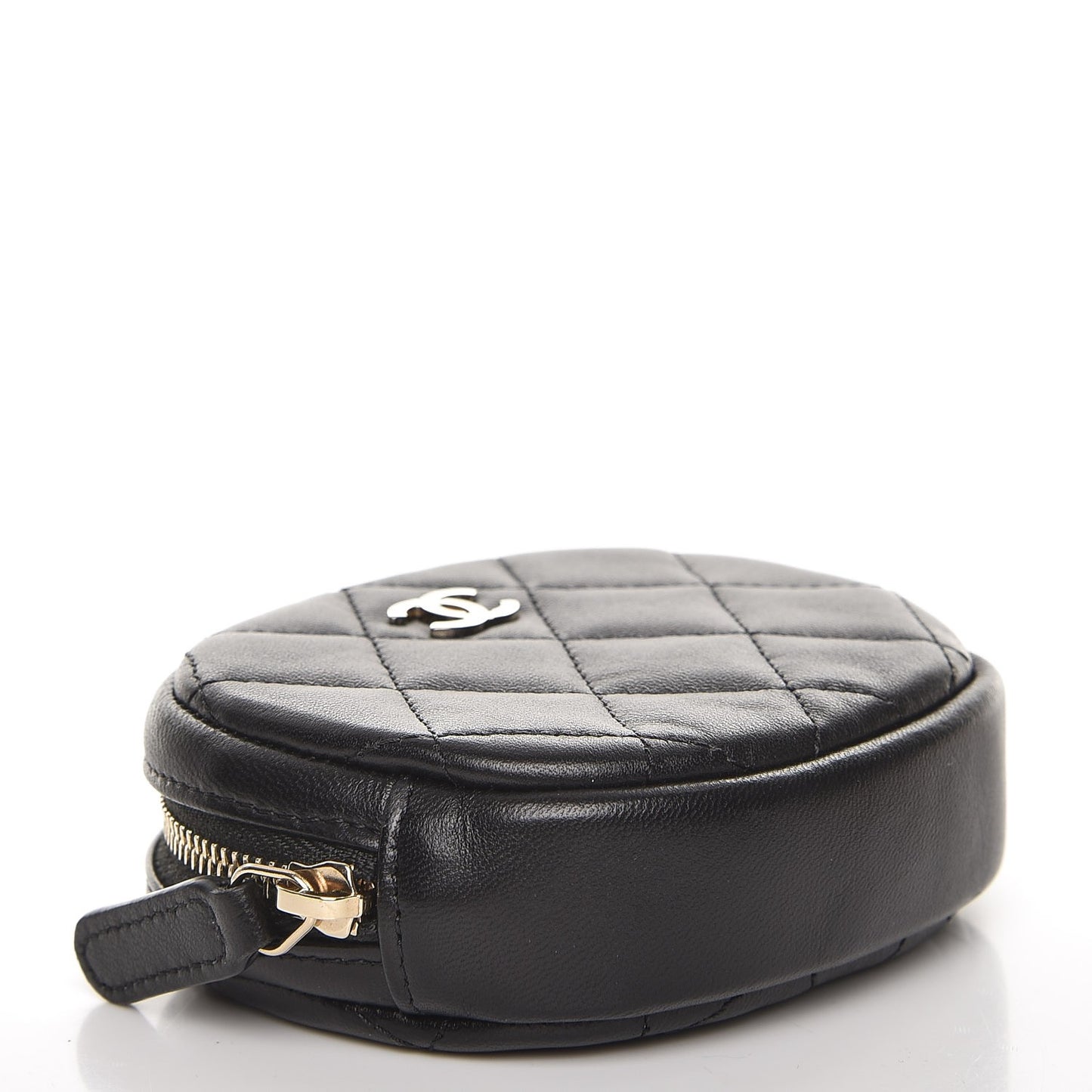 Lambskin Quilted Zip Around Classic Coin Purse Black