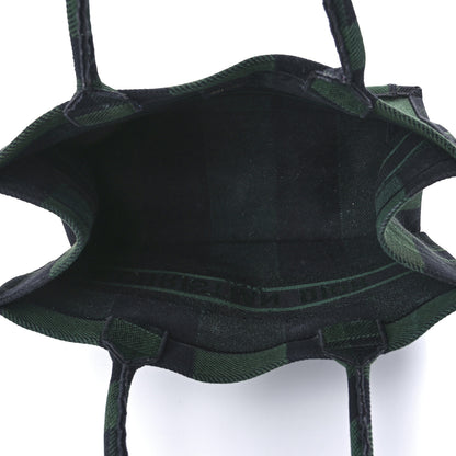 Christian Dior Canvas Embroidered Medium Checkered Book Tote Black Green 4 of 10
