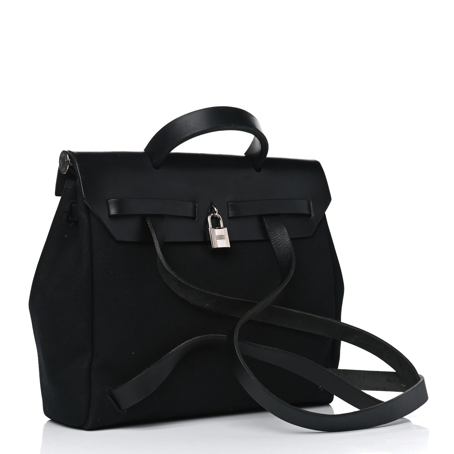 Hermes Toile Vache Calfskin Herbag 30 PM Backpack Black 3 of 13