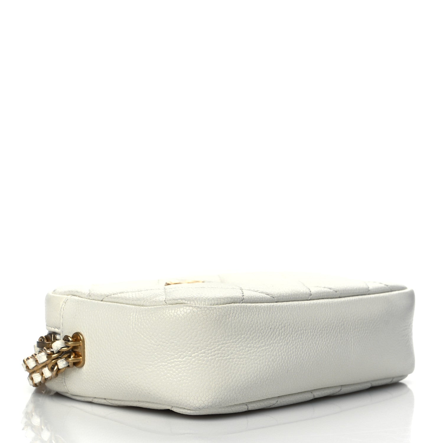 Chanel Shiny Caviar Quilted Chain Melody Camera Bag White 4 of 12