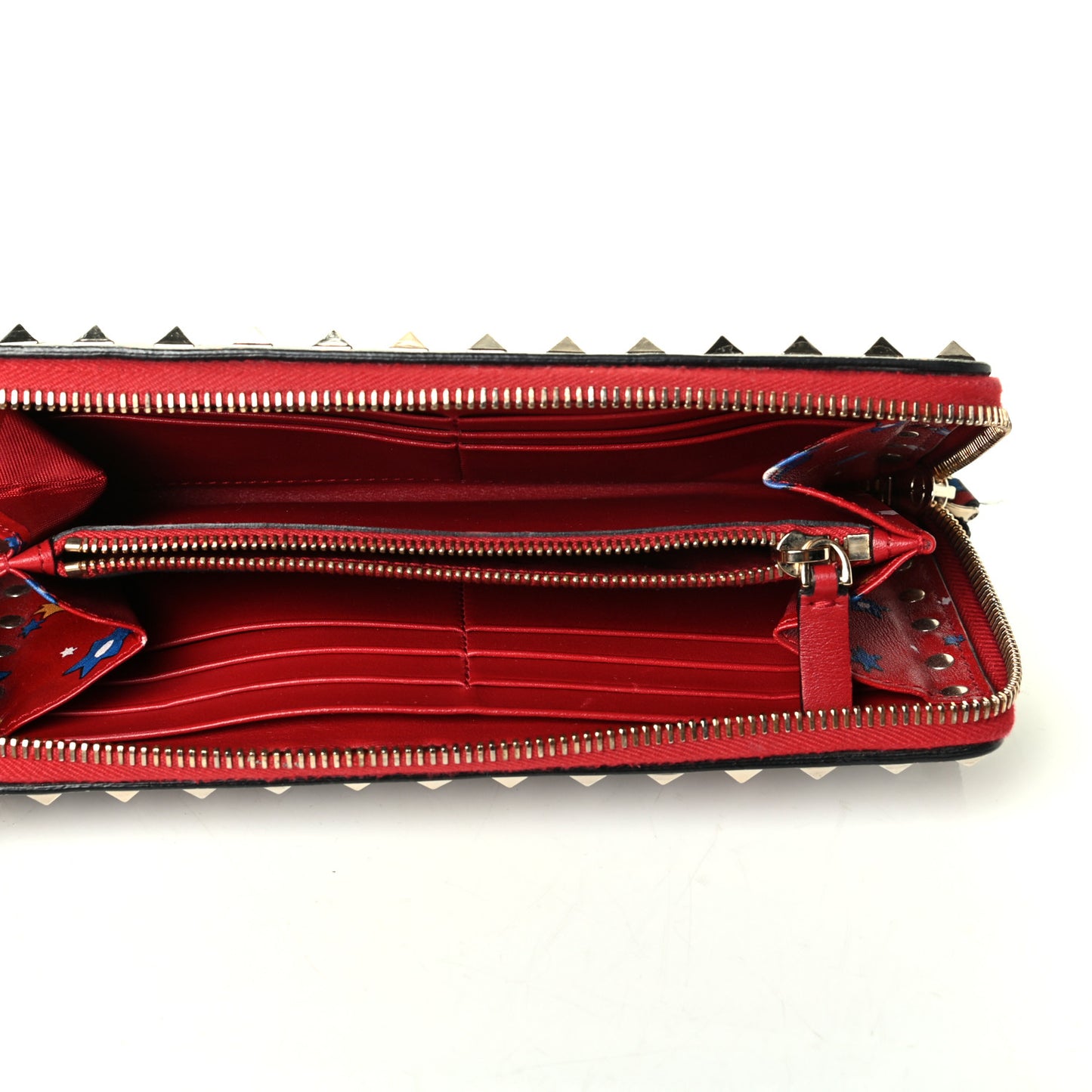 Canvas Enchanted Wonderland Rockstud Zip Around Wallet Rosso