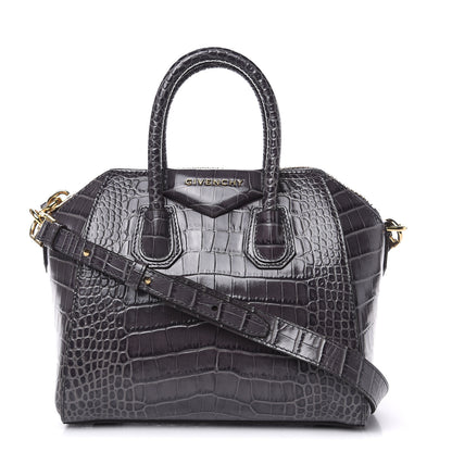 Givenchy Calfskin Crocodile Embossed Mini Antigona Storm Grey 1 of 9