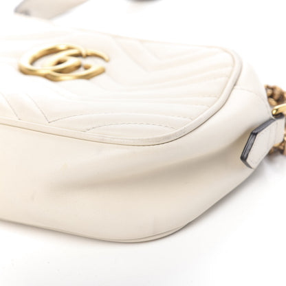 Gucci Calfskin Matelasse Small GG Marmont Chain Shoulder Bag White 17 of 19