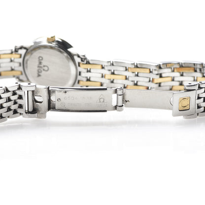 Omega Stainless Steel 18K Yellow Gold Diamond Bezel Mother of Pearl 22mm De Ville Prestige Quartz Watch 4375.75.00 7 of 7