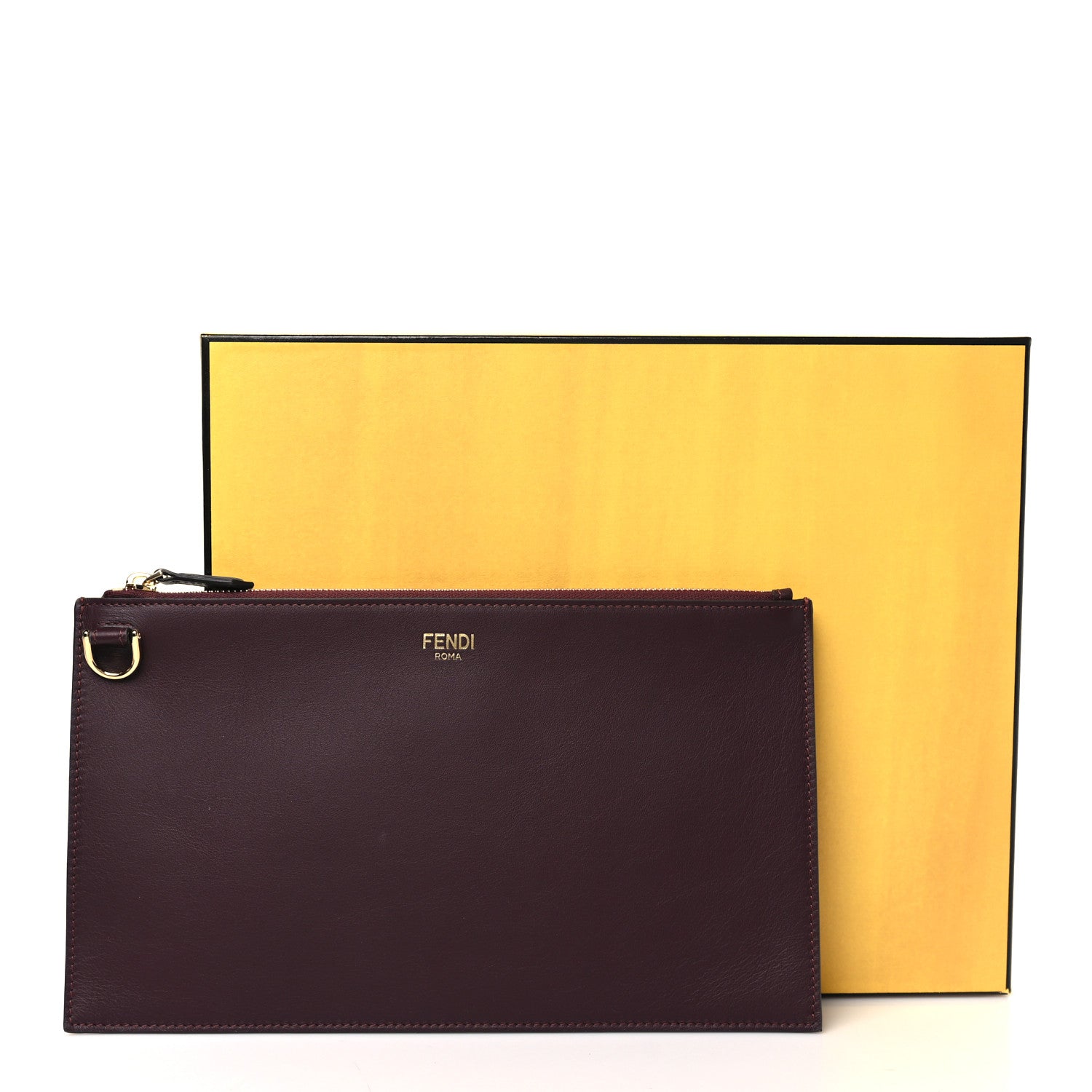 Fendi Vitello Seta Medium Flat Pouch Granata 9 of 9