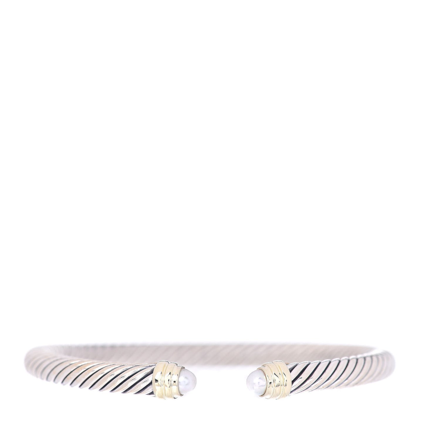 Sterling Silver 14K Yellow Gold Pearl 5mm Cable Classics Petite Color Bracelet