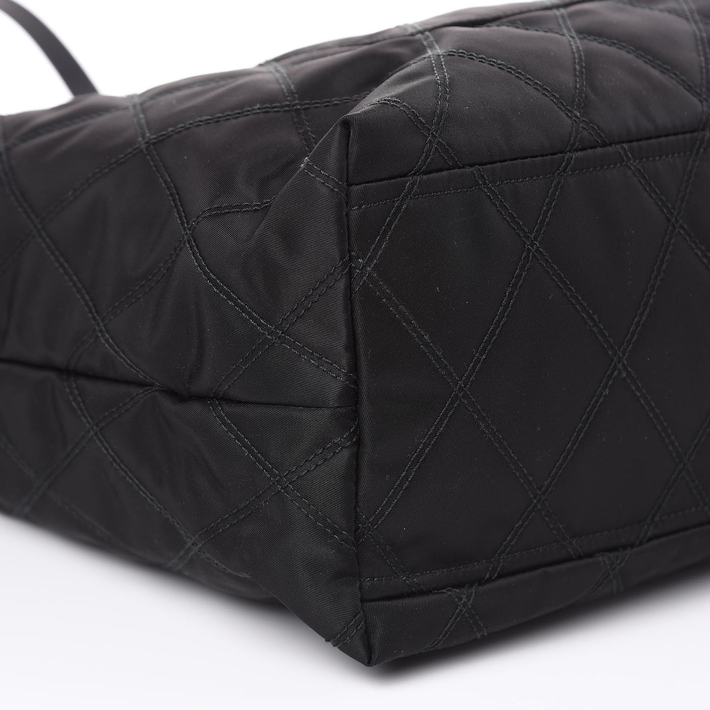 Tessuto Nylon Quilted Shopping Tote Black