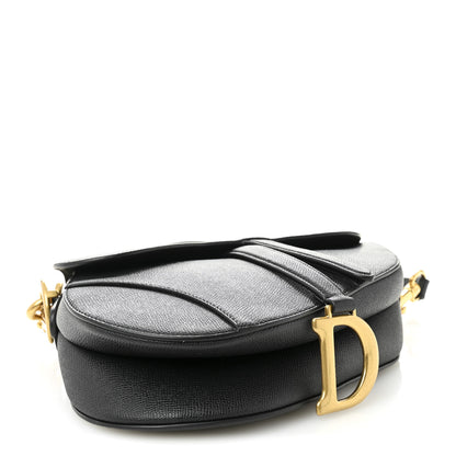 Christian Dior Grained Calfskin Saddle Bag With Strap Black 4 of 11