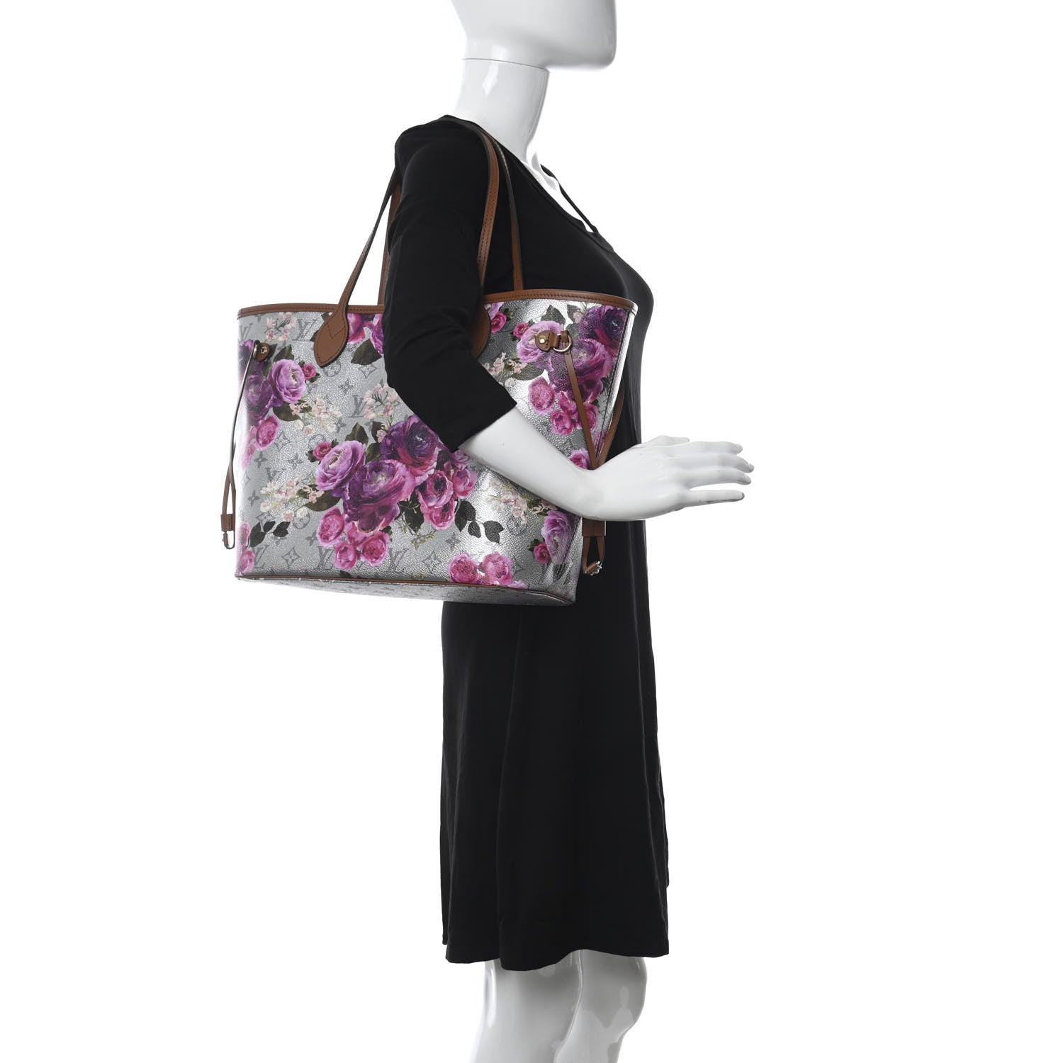Louis Vuitton Metallic Monogram LV Garden Neverfull MM Silver 2 of 9