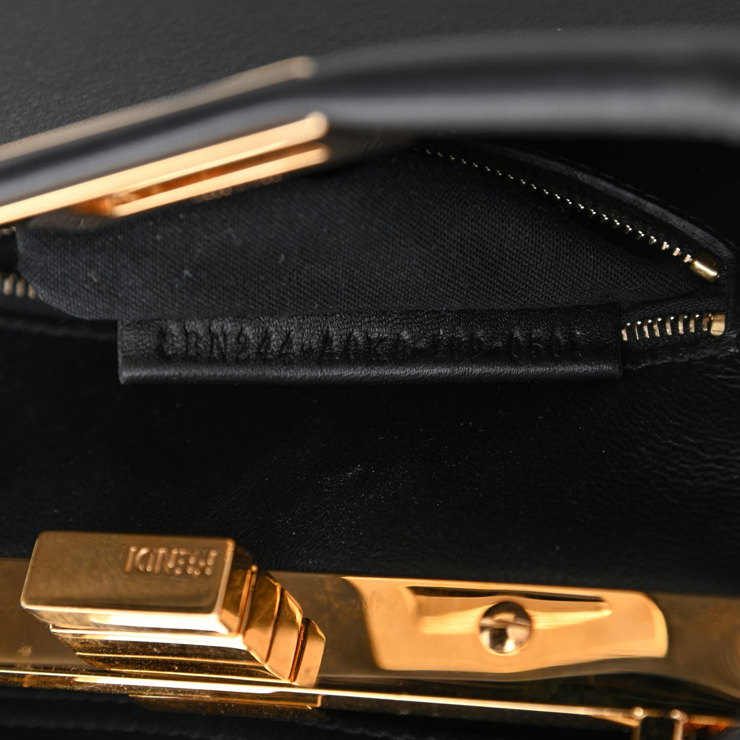 Fendi Vitello Seta Shiny Nappa Scalloped Studded Mini Peekaboo Iconic Satchel Black 8 of 9