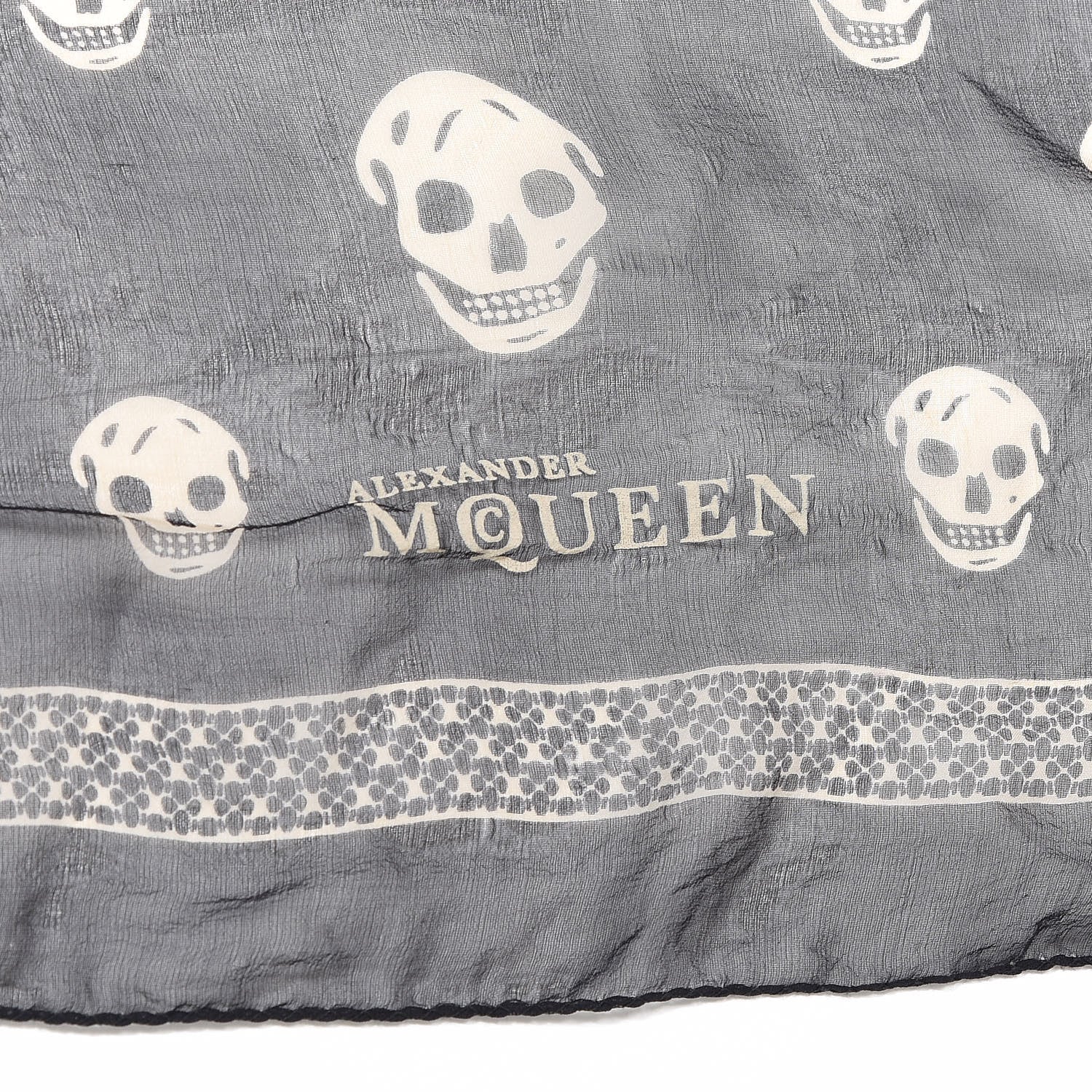 Alexander McQueen Silk Chiffon Skull Scarf Black Ivory 2 of 4