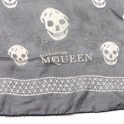 Alexander McQueen Silk Chiffon Skull Scarf Black Ivory 2 of 4