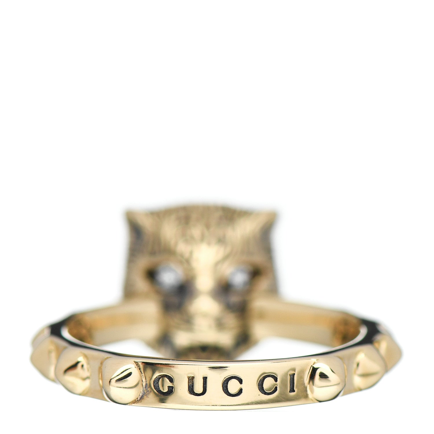 Gucci 18K Yellow Gold Diamond Fire Opal Le Marché Des Merveilles Feline Ring 49 5 4 of 6