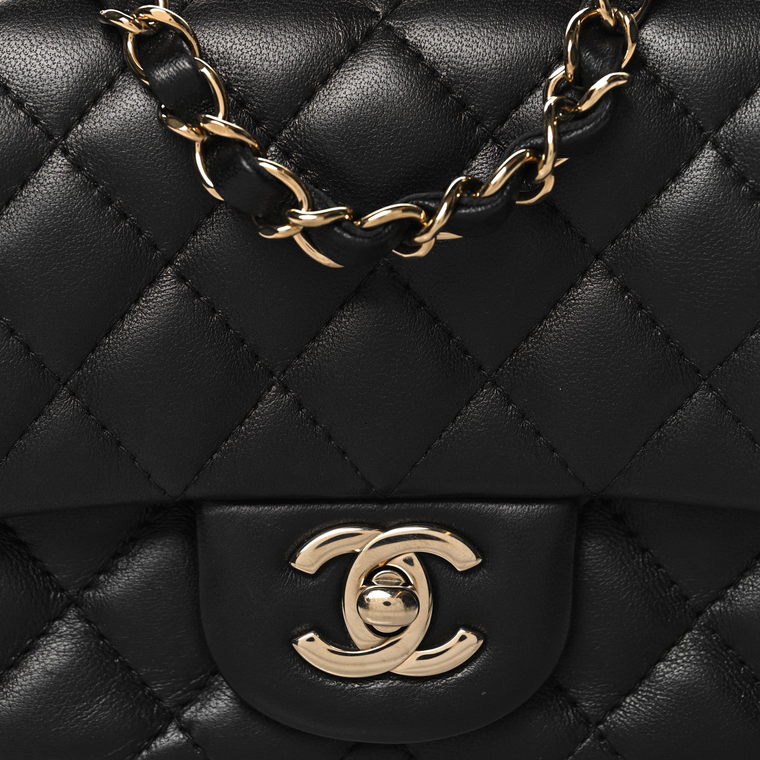Chanel Lambskin Quilted Mini Square Flap Black 8 of 11