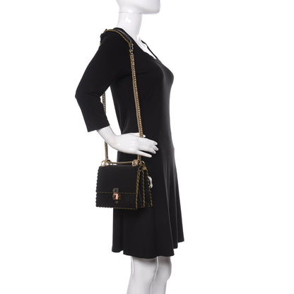 Fendi Vitello Liberty Scalloped Studded Small Kan I Shoulder Bag Black 2 of 9
