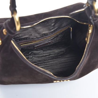 Prada Scamosciato Suede Hobo Moro 5 of 9