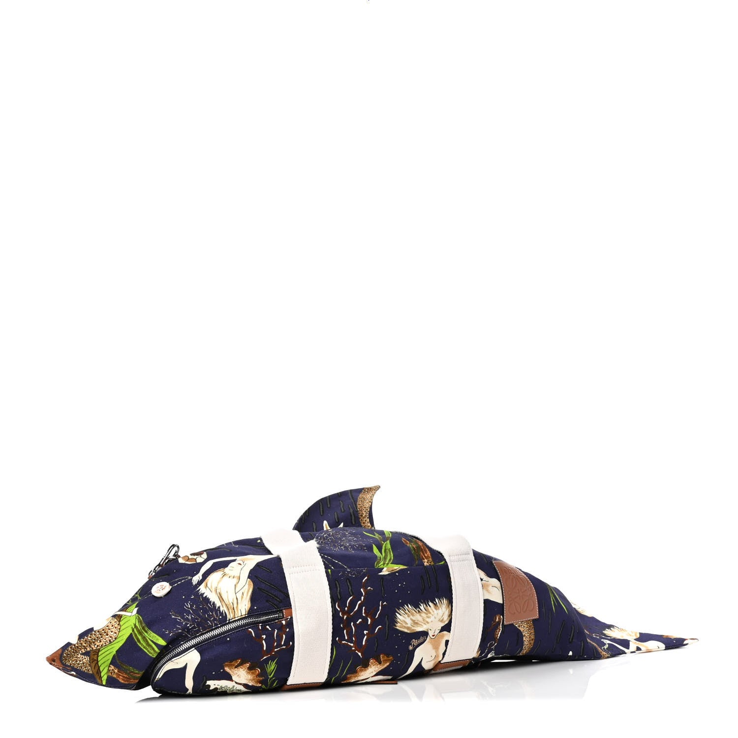 Loewe Canvas Calfskin Mermaid Print Paulas Ibiza Shark Holdall Navy Multicolor 5 of 10
