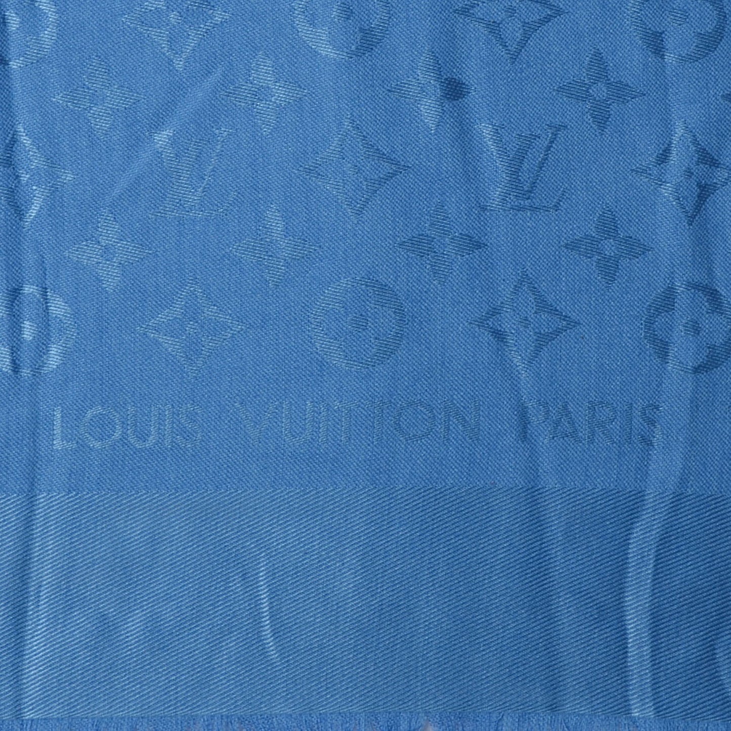 Wool Silk Monogram Shawl Bleuet