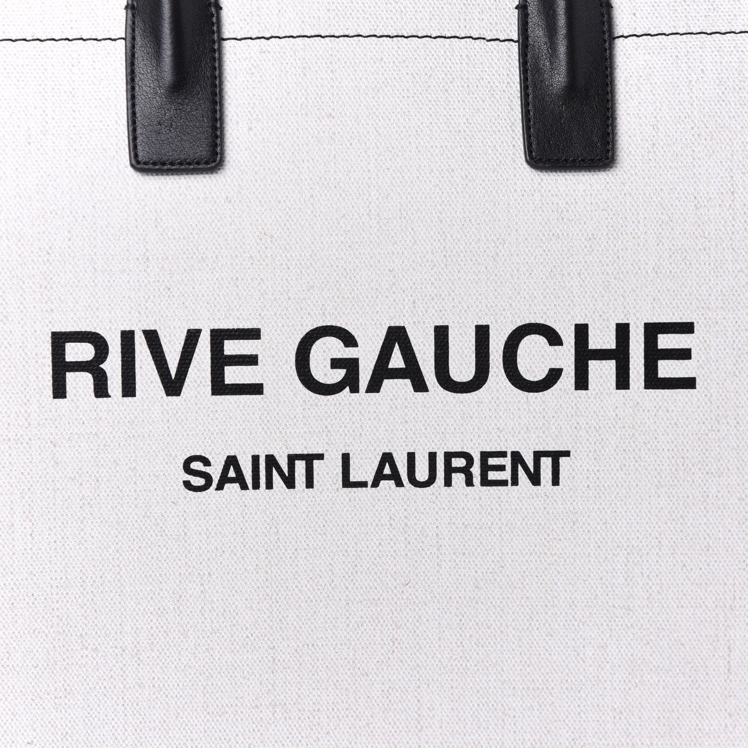Saint Laurent Linen Calfskin Rive Gauche North South Tote White Black 7 of 13