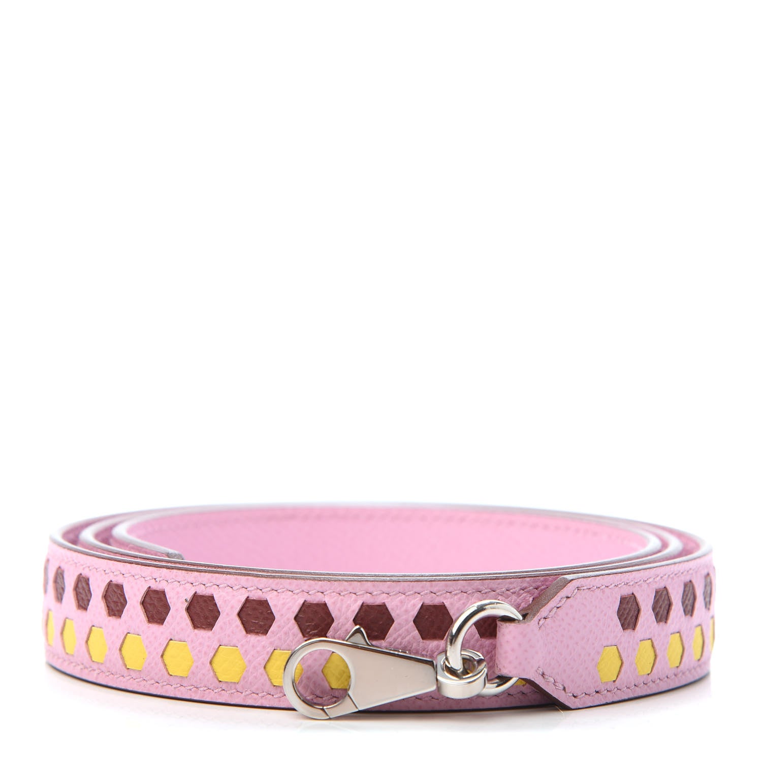 Hermes Epsom 25mm Hexagone Tressage Shoulder Strap Mauve Sylvestre Rouge H Jaune de Naples 1 of 3