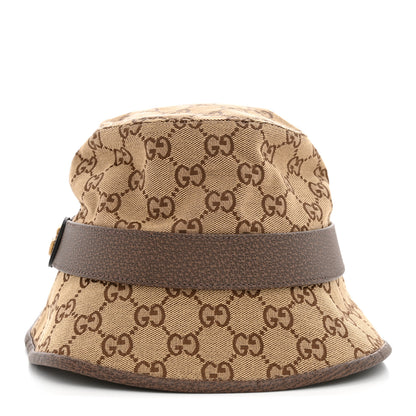 Gucci Monogram Textured Dollar Calfskin GG Jago Bucket Hat M Cacao Beige 4 of 10