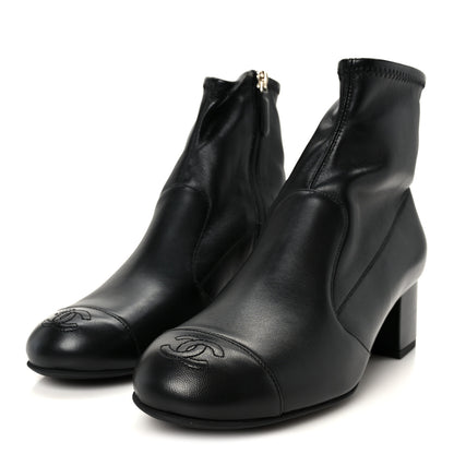 Chanel Stretch Lambskin Cap Toe CC Uniform Short Boots 38 Black 4 of 9