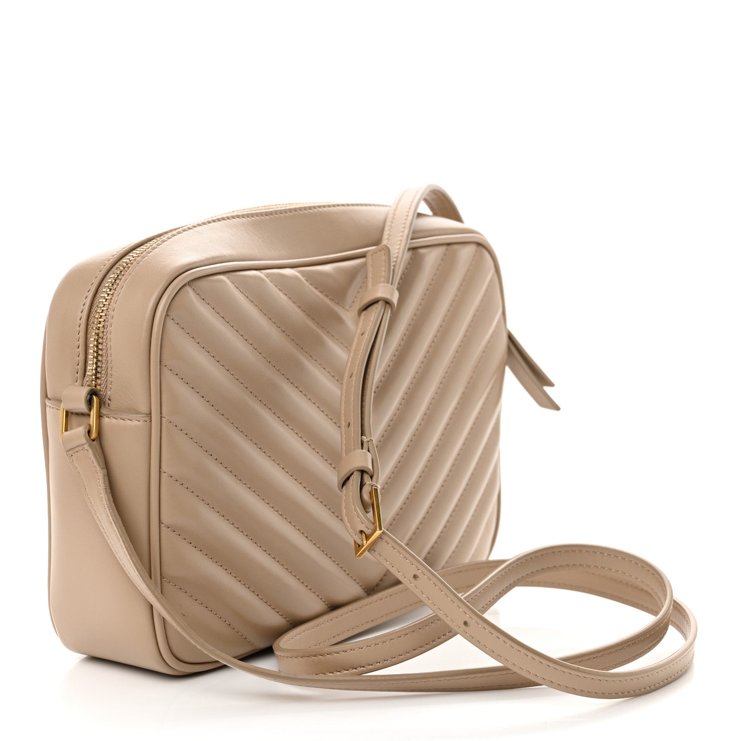 Saint Laurent Calfskin Matelasse Monogram Lou Camera Bag Dark Beige 3 of 12