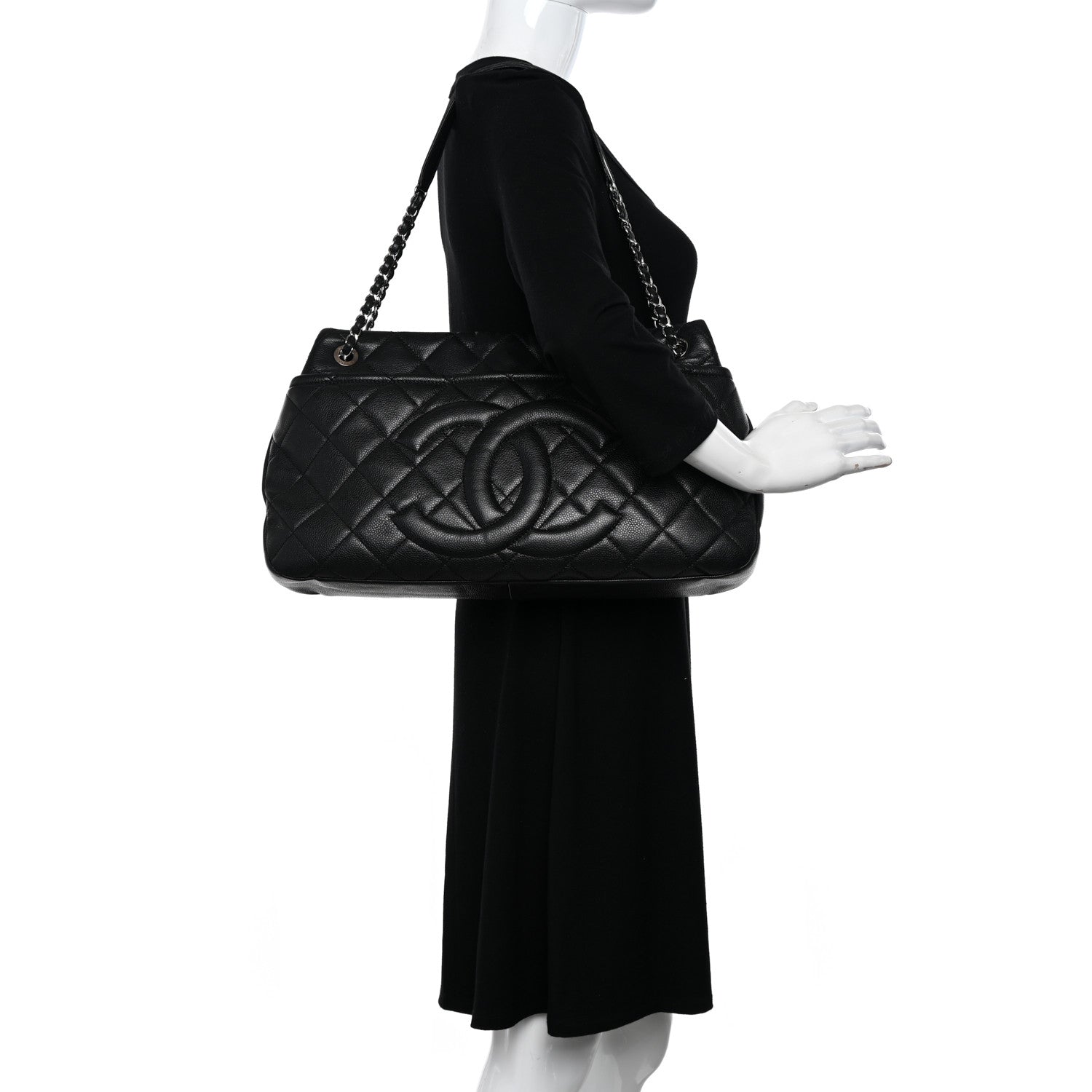 Chanel Caviar Quilted CC Timeless Soft Tote Black 2 of 10