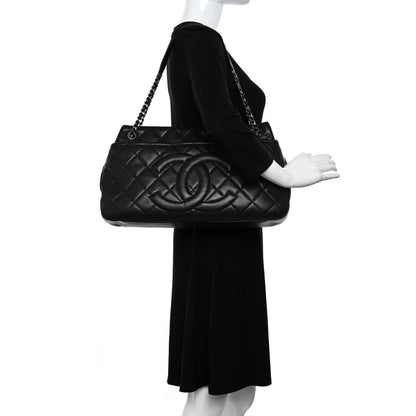 Chanel Caviar Quilted CC Timeless Soft Tote Black 2 of 10
