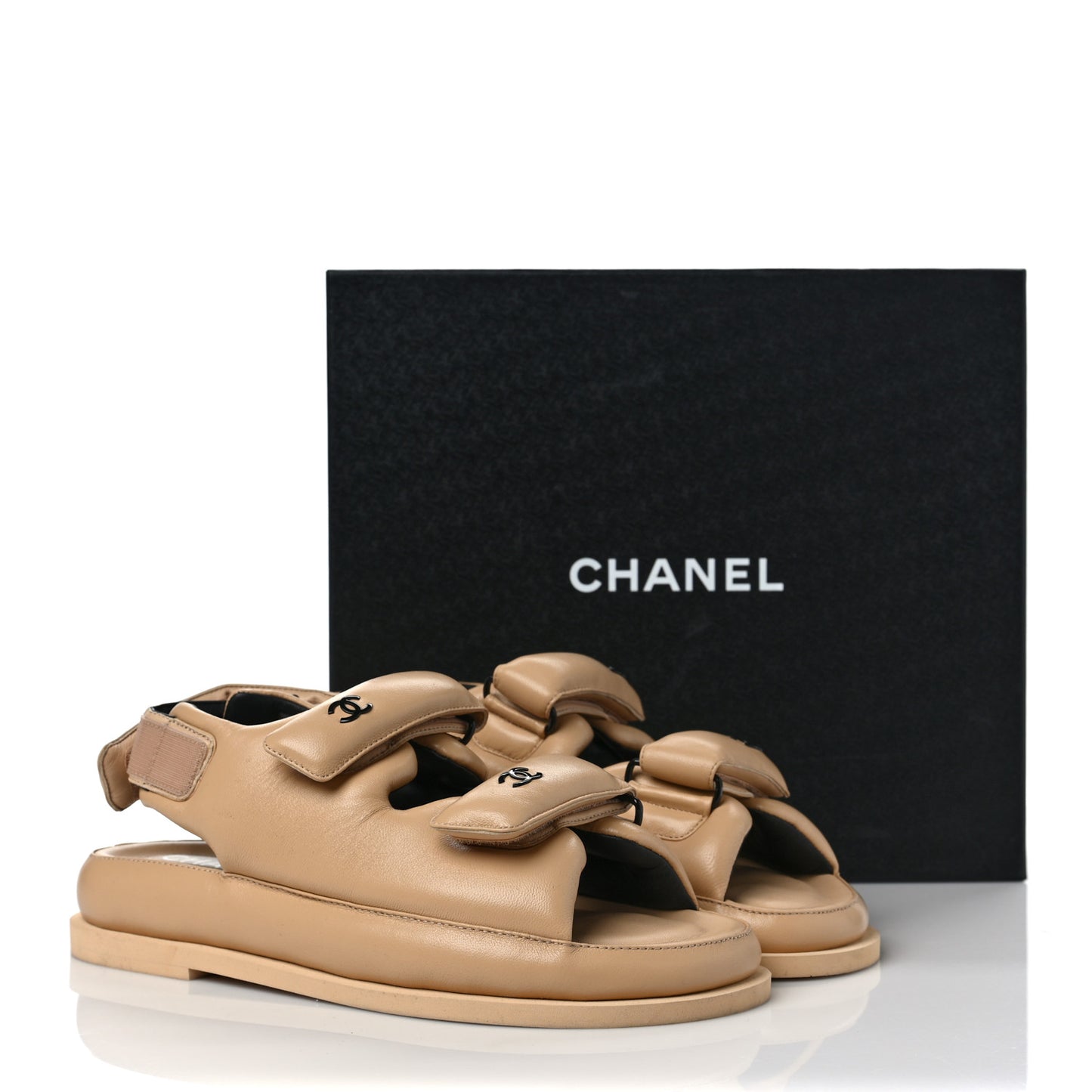 Lambskin Puffer Dad Sandals 39.5 Beige