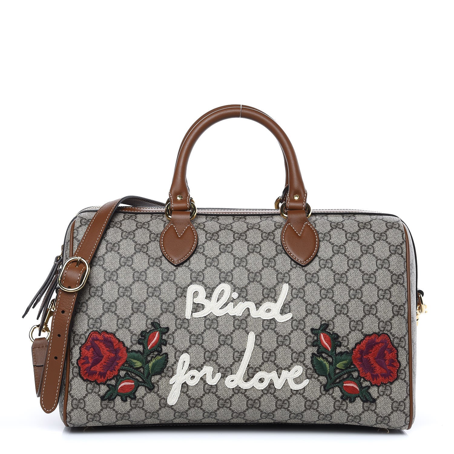 Gucci GG Supreme Monogram Blind for Love Embroidered Medium Boston Beige Tuscany 1 of 10