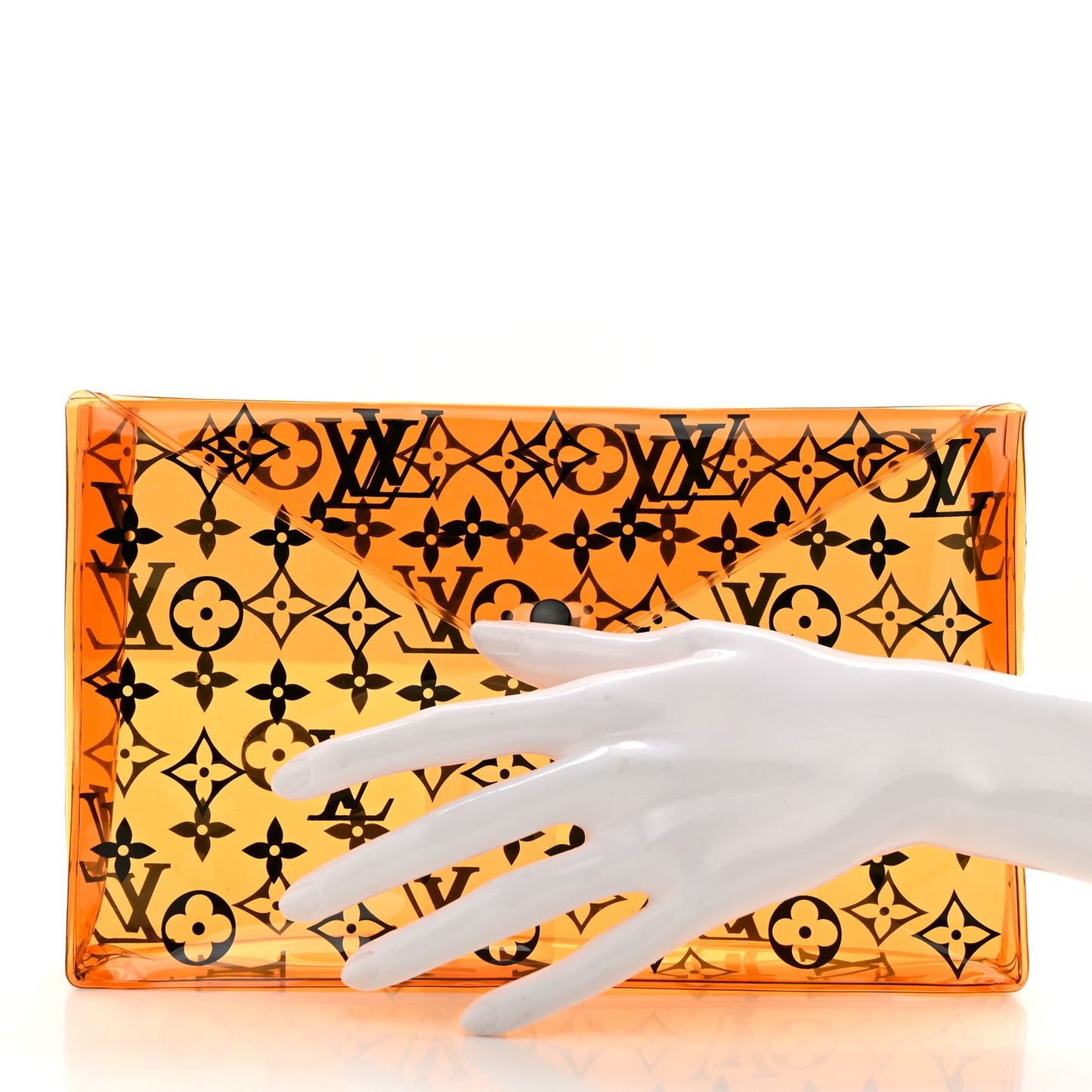 PVC Monogram Printed Envelope Pouch Orange