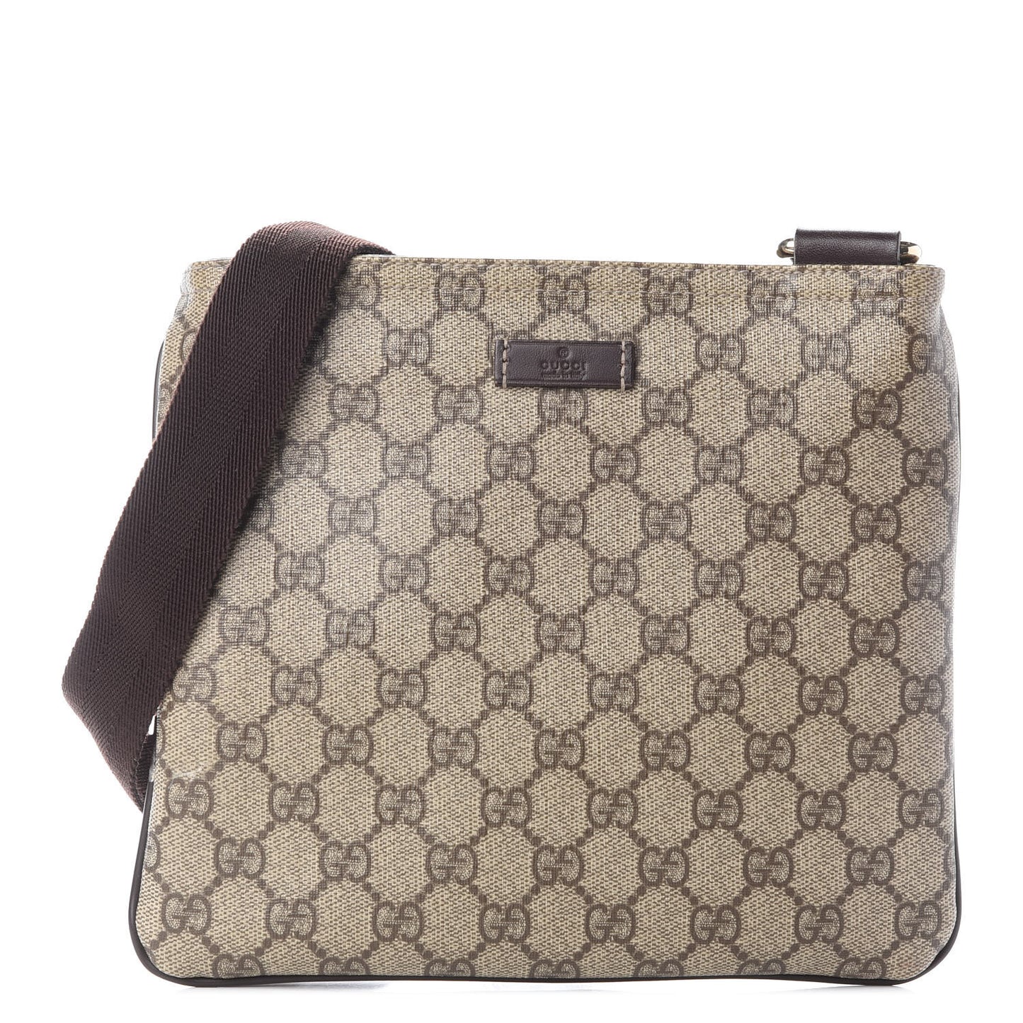 GG Supreme Monogram Small Flat Messenger Bag Dark Brown