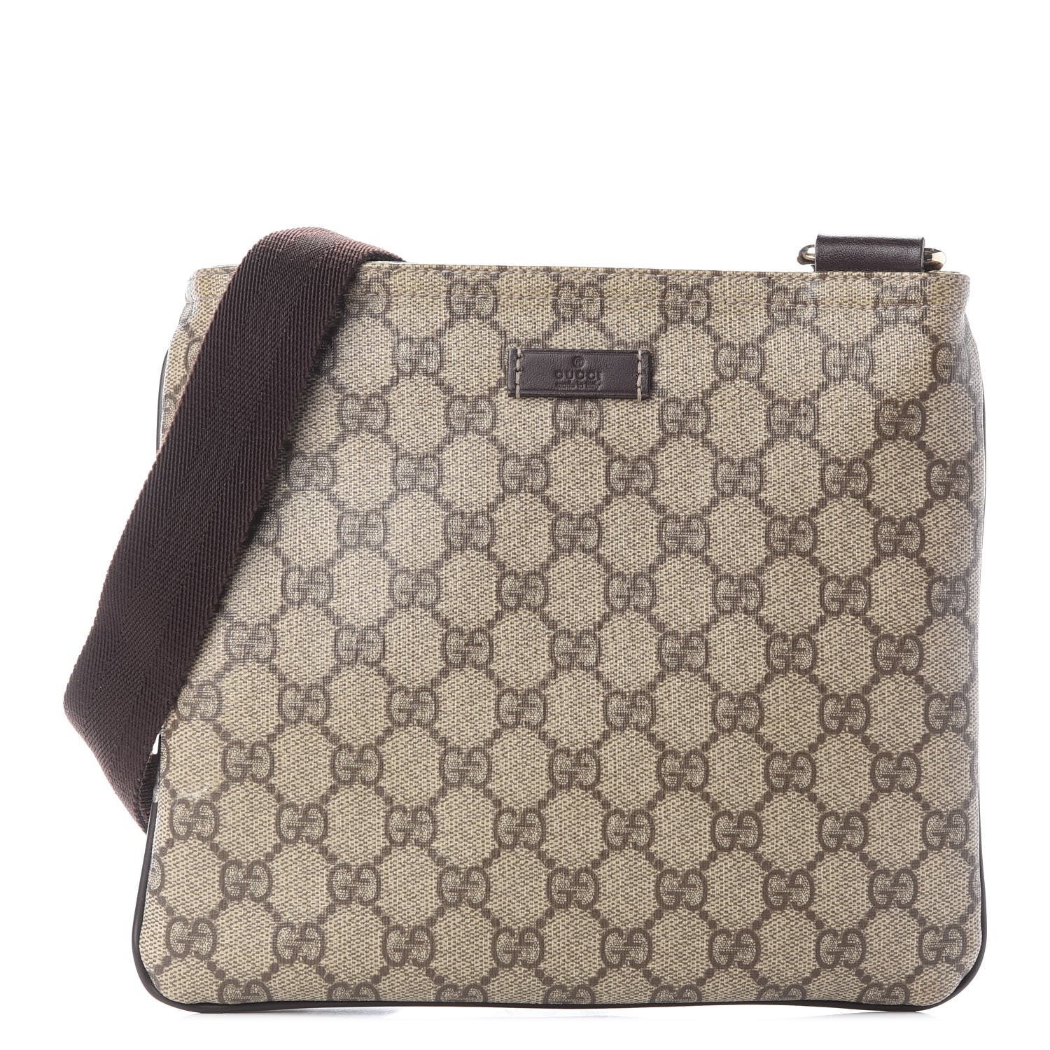 Gucci GG Supreme Monogram Small Flat Messenger Bag Dark Brown 1 of 9