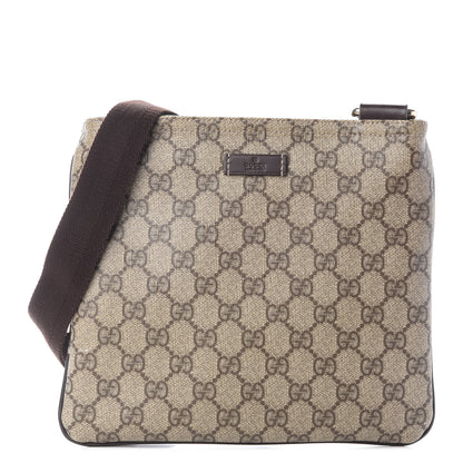 Gucci GG Supreme Monogram Small Flat Messenger Bag Dark Brown 1 of 9