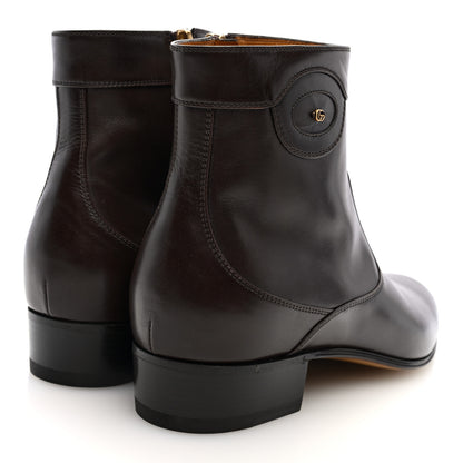 Gucci New Waxed Calfskin Mens Ankle Boots 8 Cocoa 4 of 9
