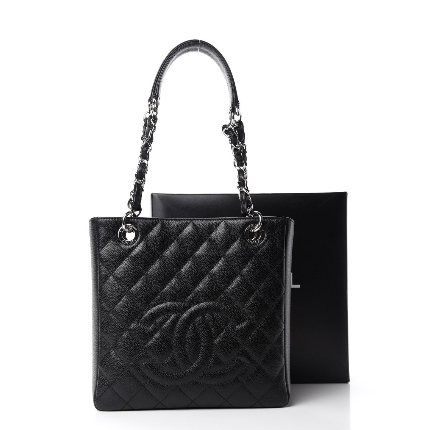 Caviar Quilted Petit Shopping Tote PST Black