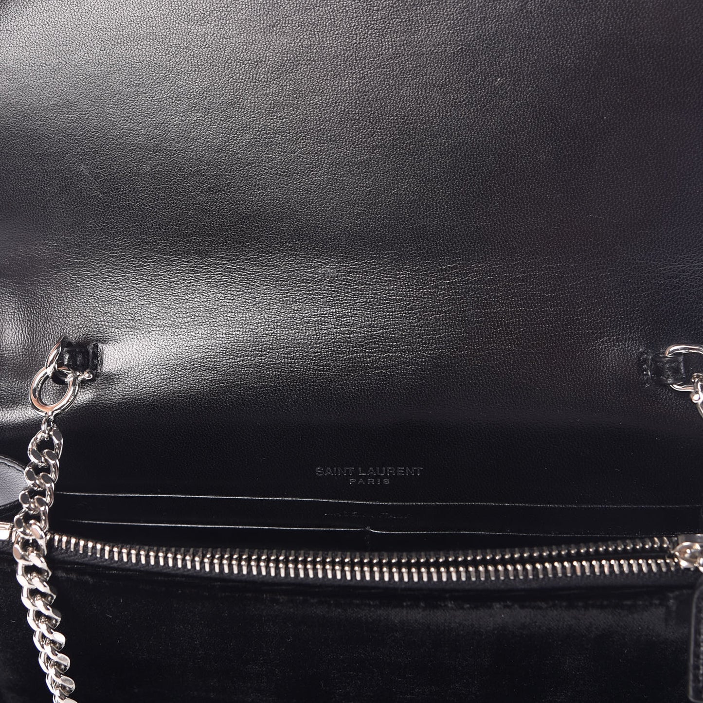 Velvet Crystal Monogram Tassel Chain Wallet Black