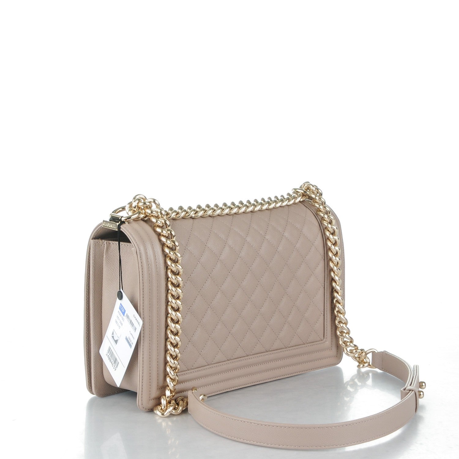 Chanel Caviar Quilted New Medium Boy Flap Dark Beige 3 of 8