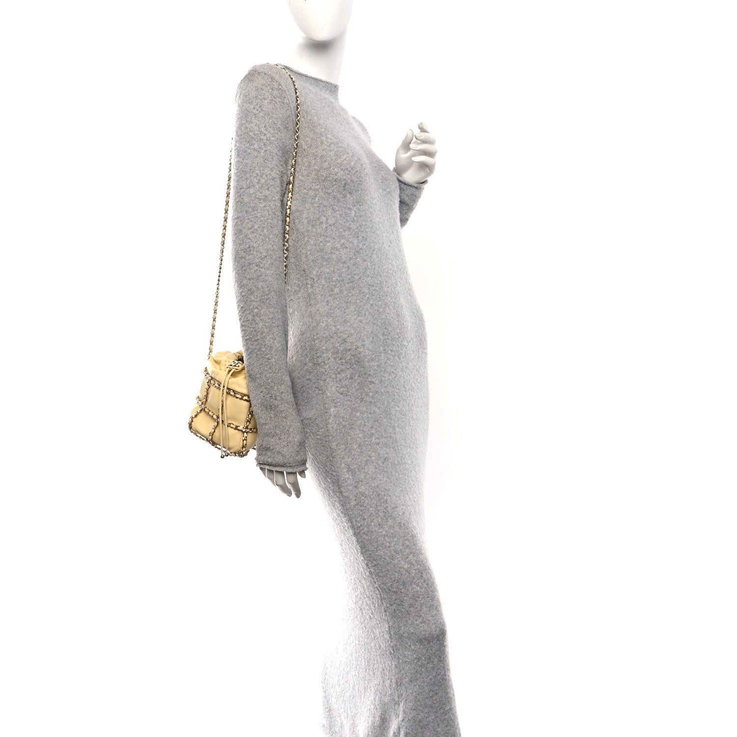Chanel Lambskin Bucket Chain Drawstring Bag Yellow 2 of 10