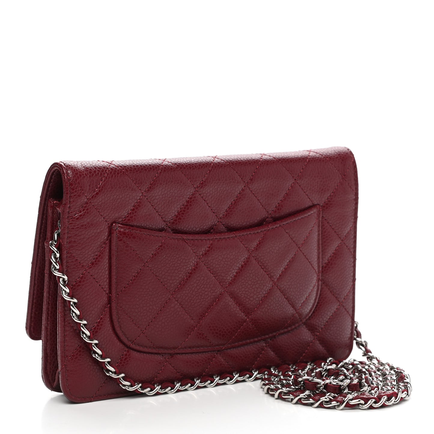 Caviar Quilted Wallet on Chain WOC Burgundy