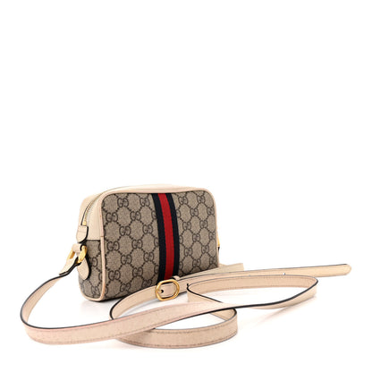 Gucci GG Supreme Monogram Textured Calfskin Web Mini Ophidia Shoulder Bag Beige Ebony Mystic White 3 of 19