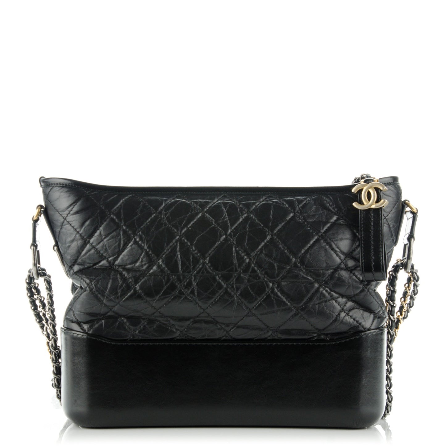 Calfskin Quilted Medium Gabrielle Hobo Black